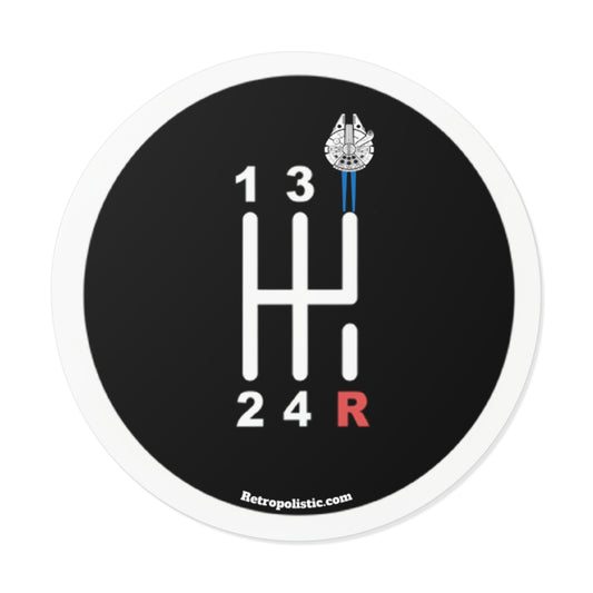 Manual Gear Shift Sticker — Millennium Falcon Shift Knob Design (Round Vinyl)