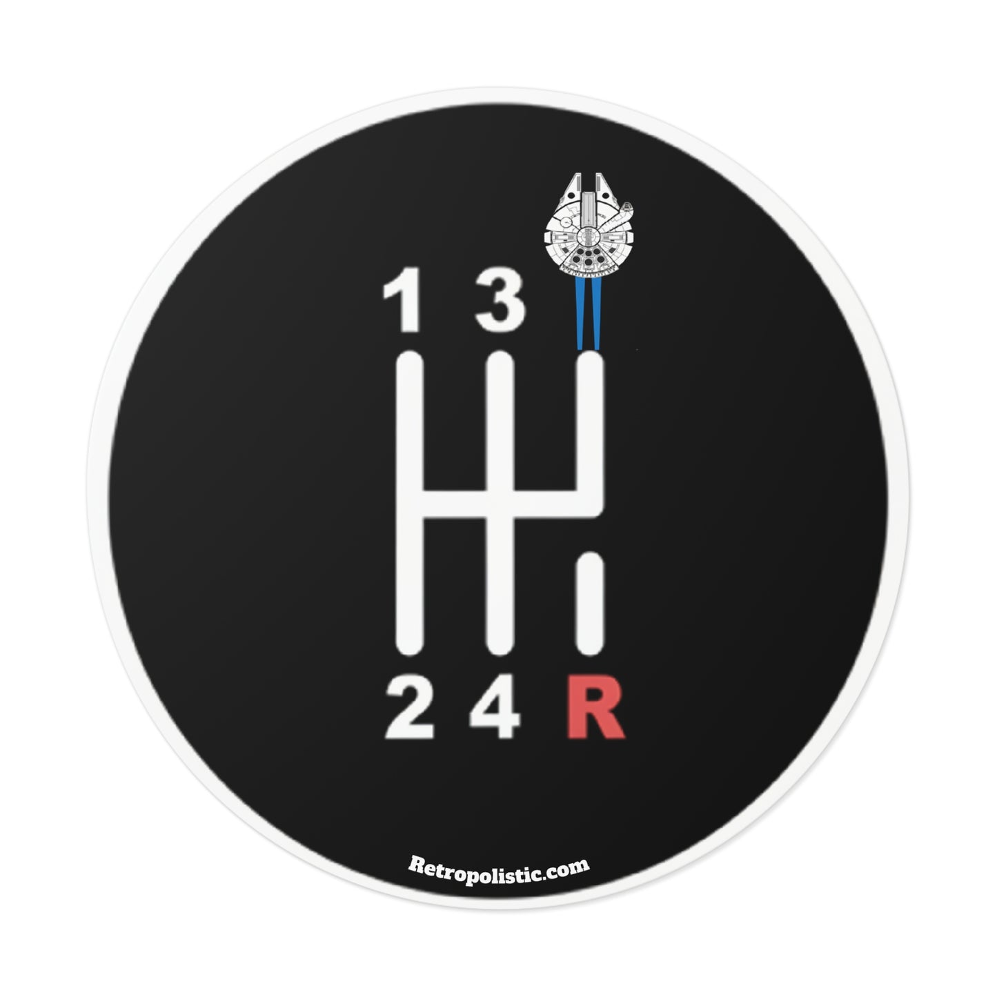 Manual Gear Shift Sticker — Millennium Falcon Shift Knob Design (Round Vinyl)