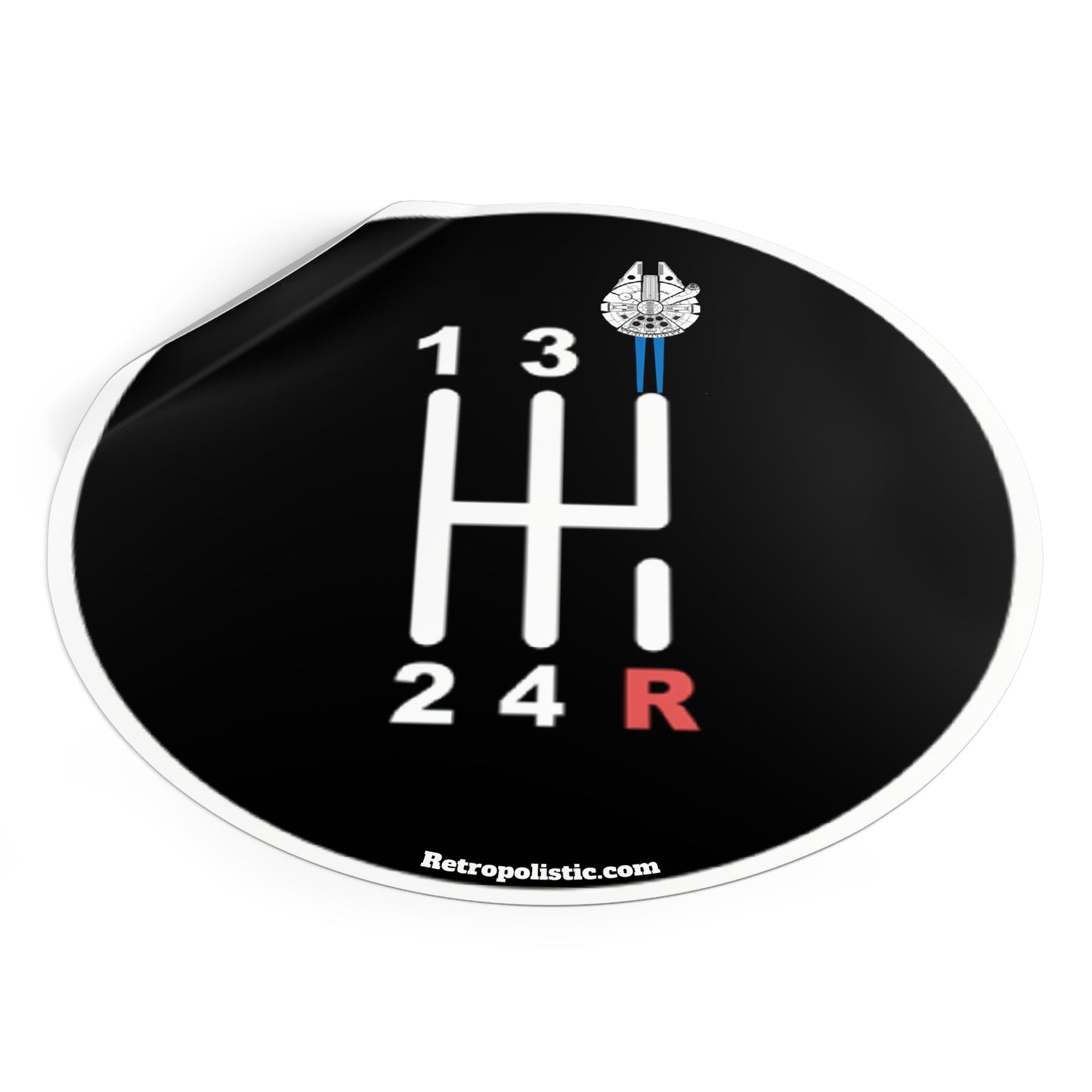 Manual Gear Shift Sticker — Millennium Falcon Shift Knob Design (Round Vinyl)
