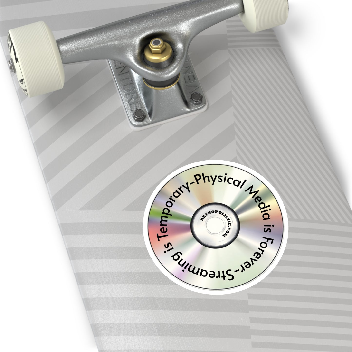 CD Holographic Round Sticker — “Streaming is Temporary — Physical Media is Forever”