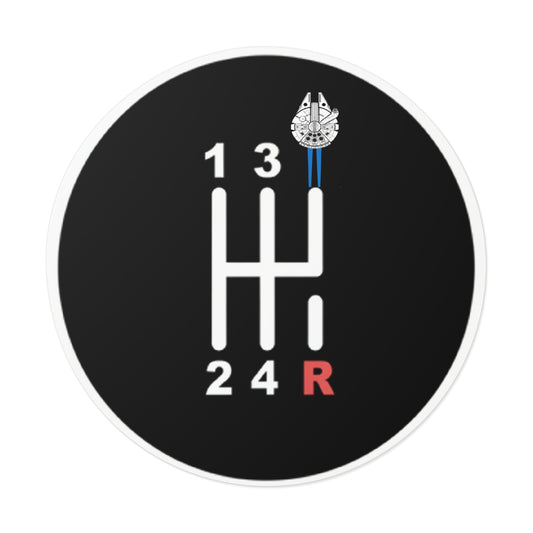 Manual Gear Shift Sticker — Millennium Falcon Shift Knob Design (Round Vinyl)