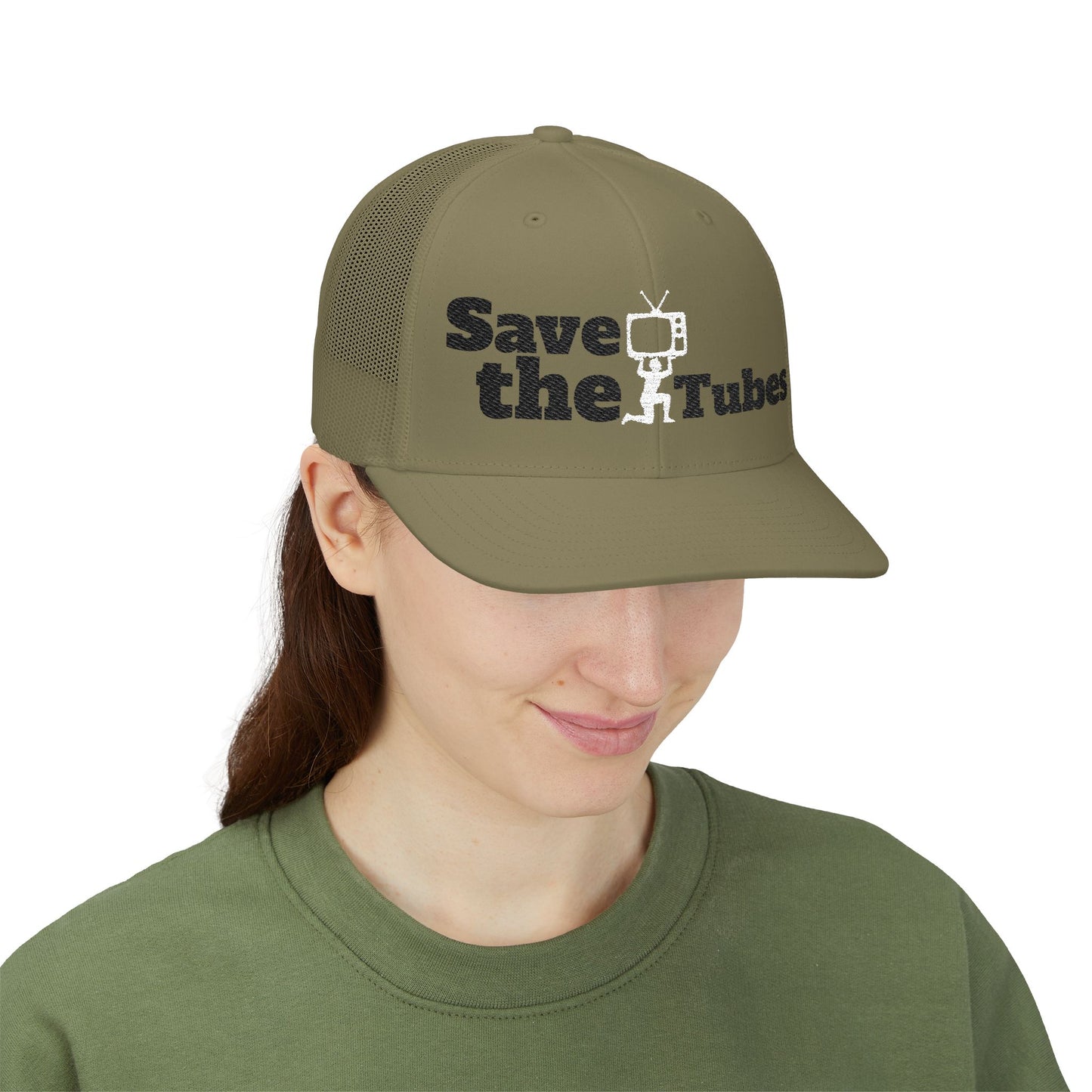 "Save the Tubes" Embroidered Snapback Trucker Cap