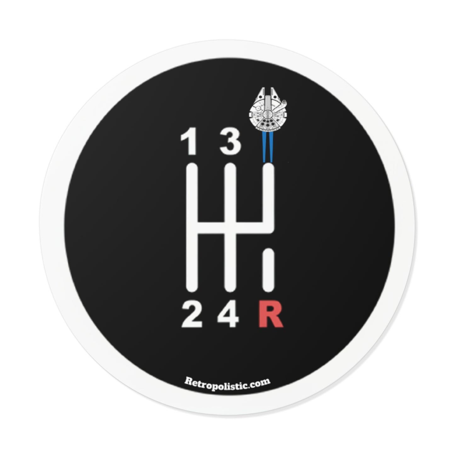 Manual Gear Shift Sticker — Millennium Falcon Shift Knob Design (Round Vinyl)