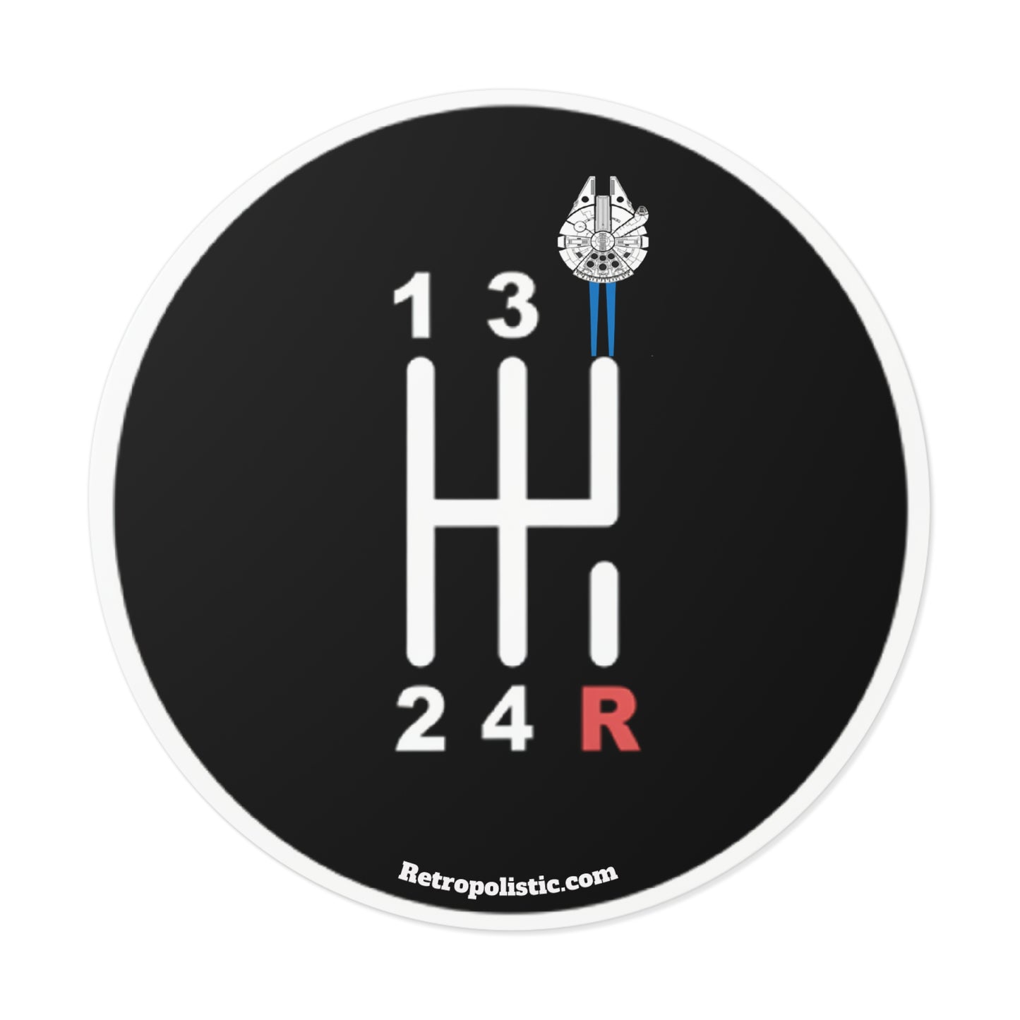 Manual Gear Shift Sticker — Millennium Falcon Shift Knob Design (Round Vinyl)