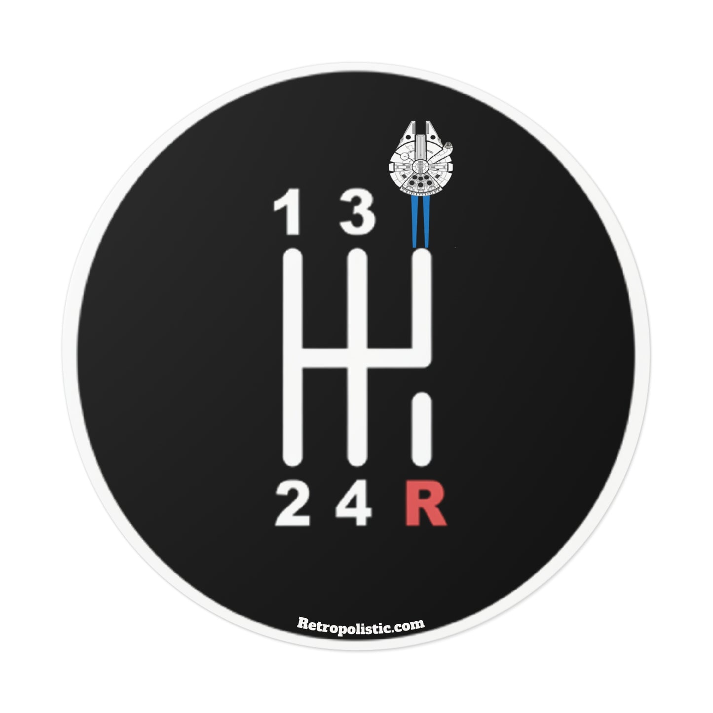 Manual Gear Shift Sticker — Millennium Falcon Shift Knob Design (Round Vinyl)