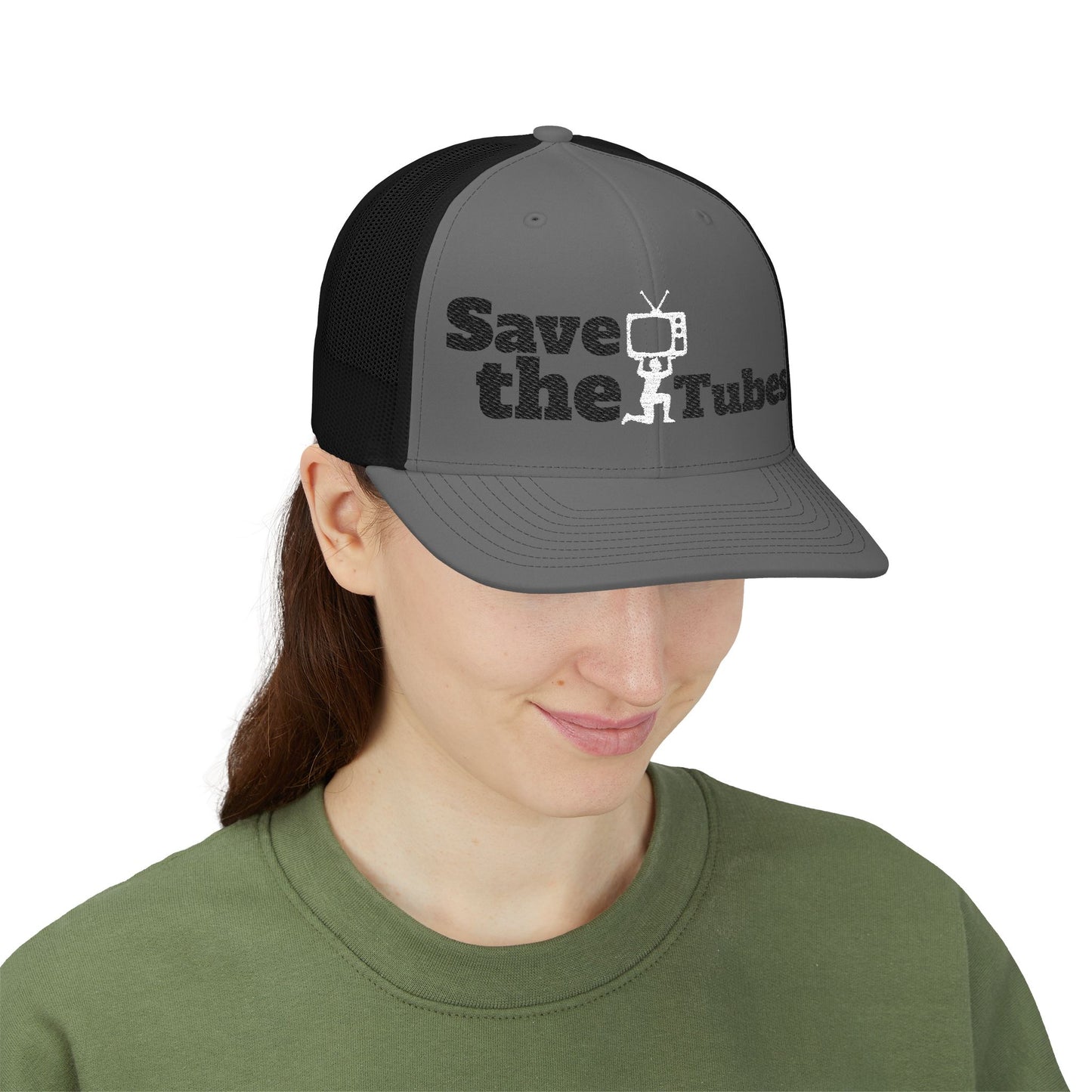 "Save the Tubes" Embroidered Snapback Trucker Cap