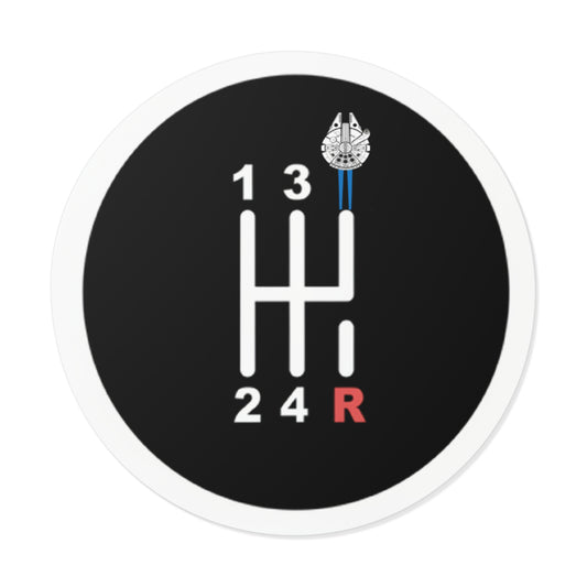 Manual Gear Shift Sticker — Millennium Falcon Shift Knob Design (Round Vinyl)