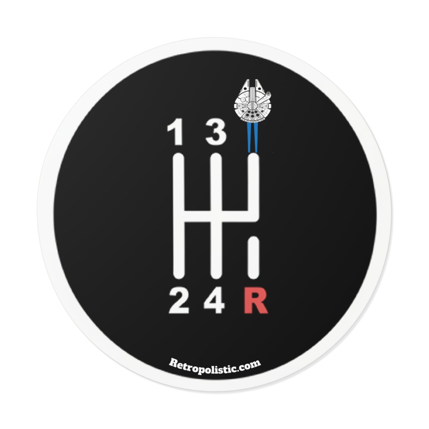 Manual Gear Shift Sticker — Millennium Falcon Shift Knob Design (Round Vinyl)