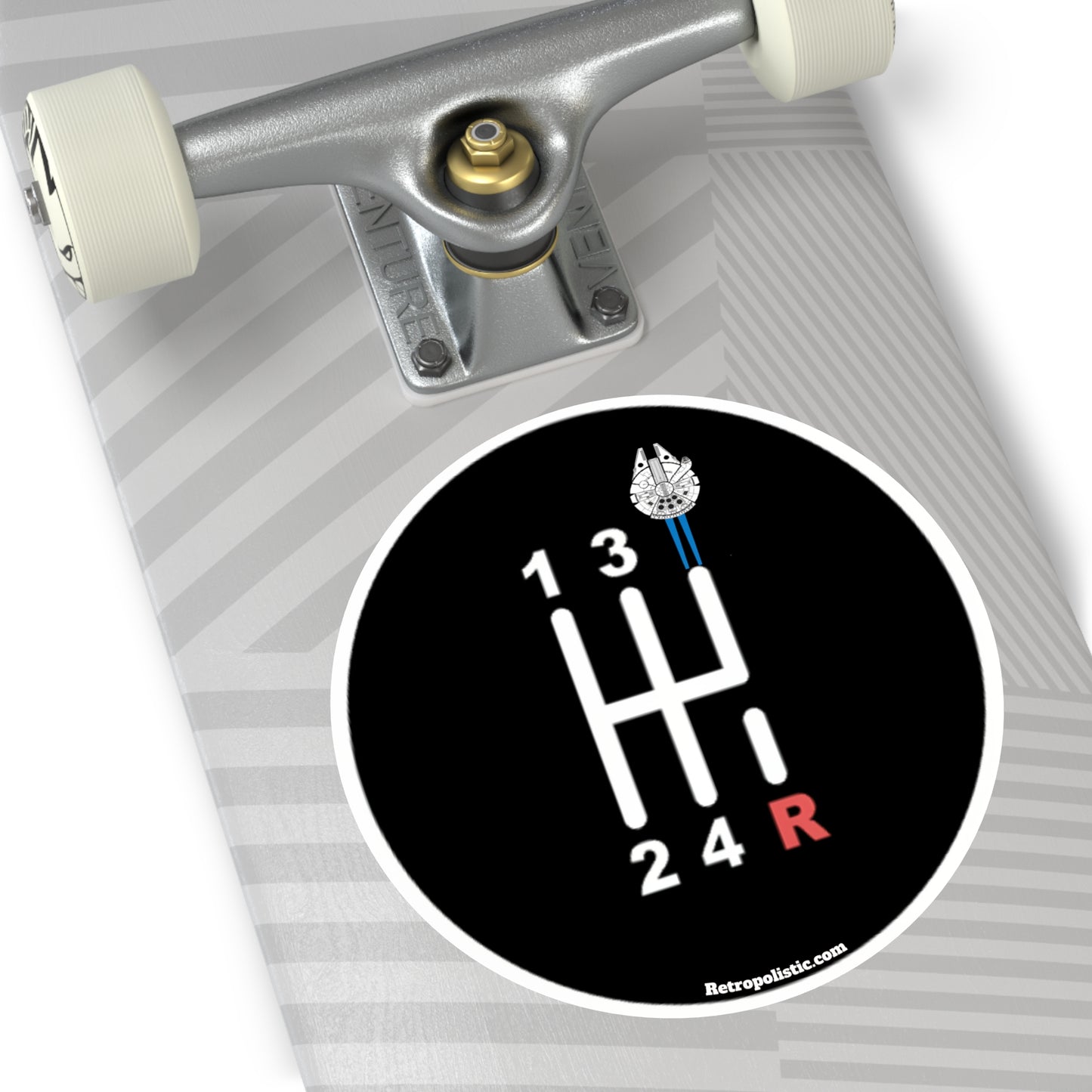 Manual Gear Shift Sticker — Millennium Falcon Shift Knob Design (Round Vinyl)