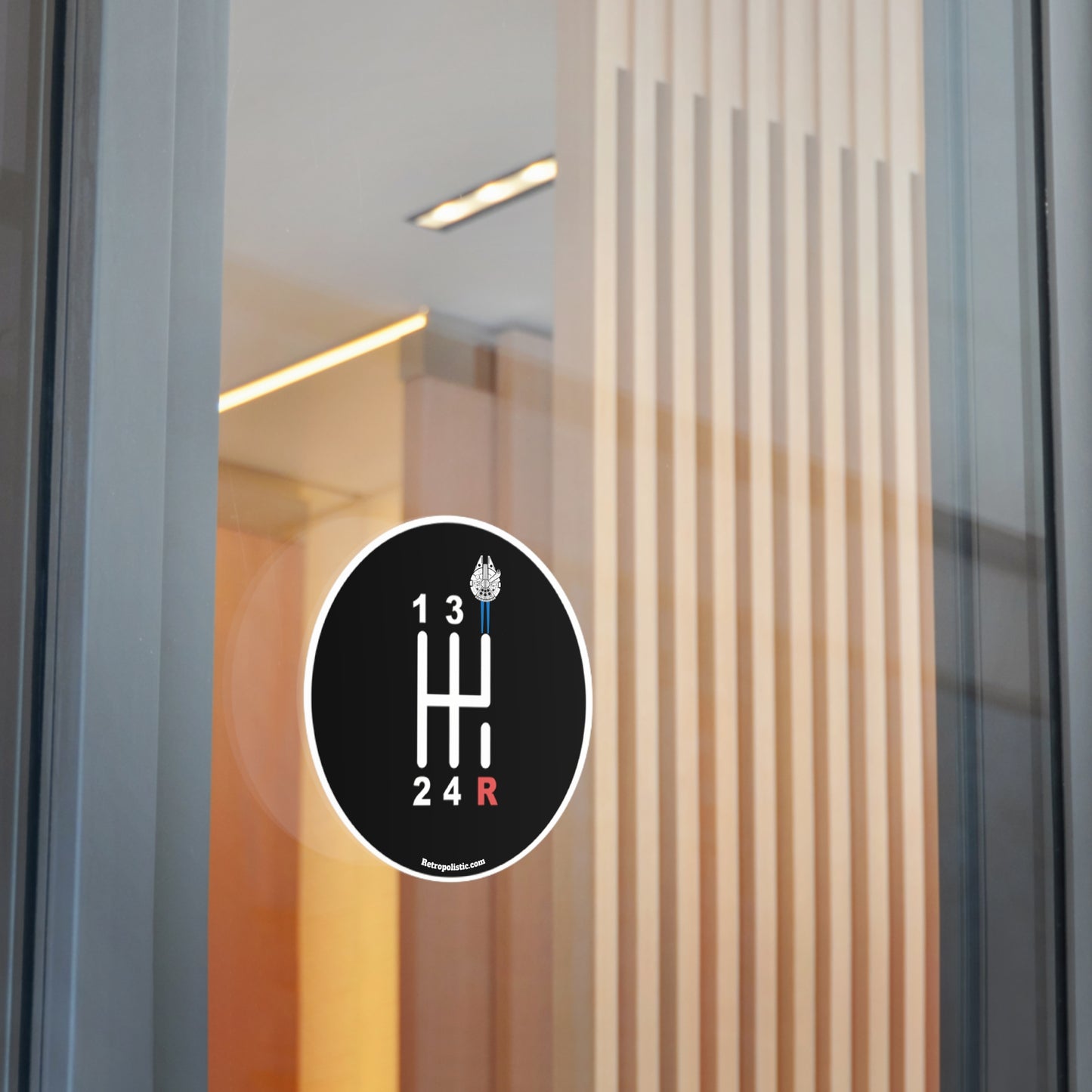 Manual Gear Shift Sticker — Millennium Falcon Shift Knob Design (Round Vinyl)