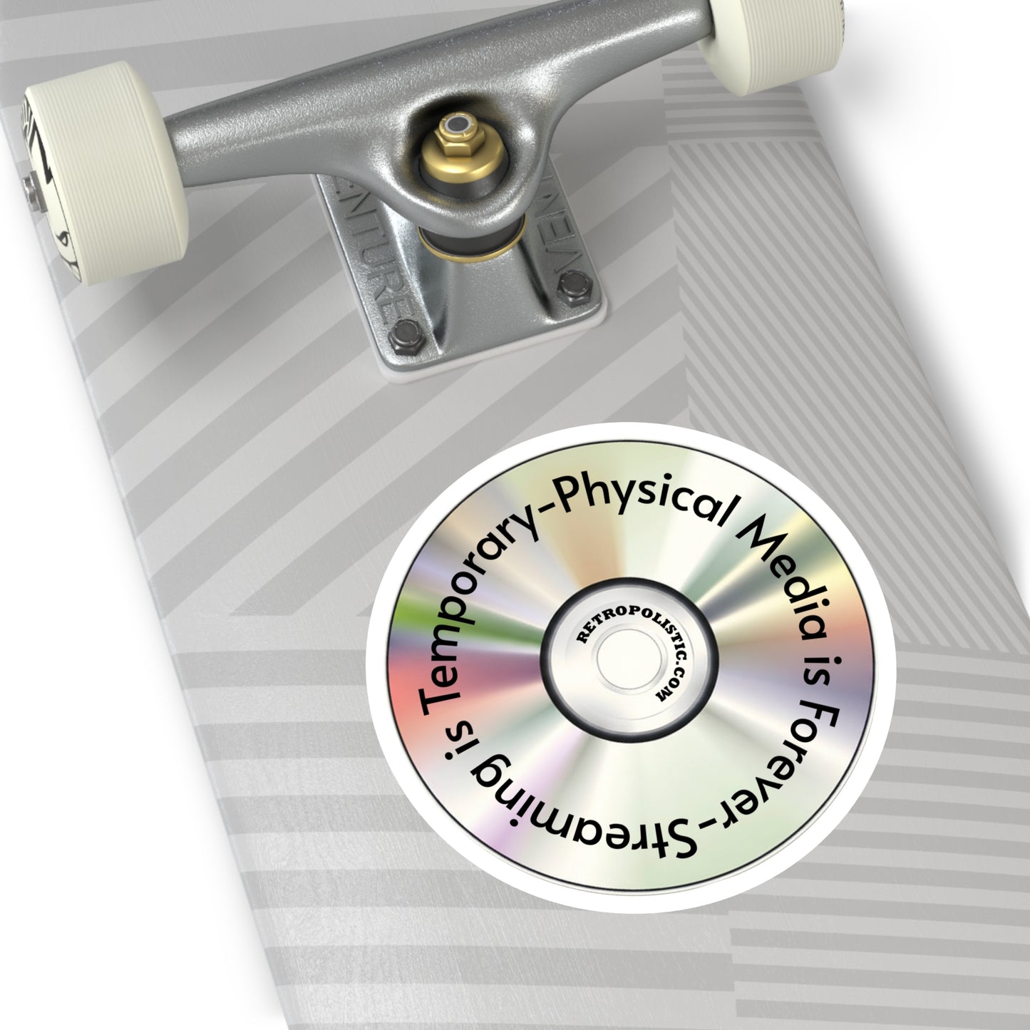 CD Holographic Round Sticker — “Streaming is Temporary — Physical Media is Forever”