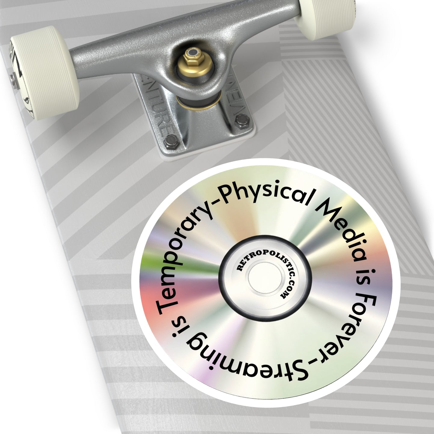 CD Holographic Round Sticker — “Streaming is Temporary — Physical Media is Forever”