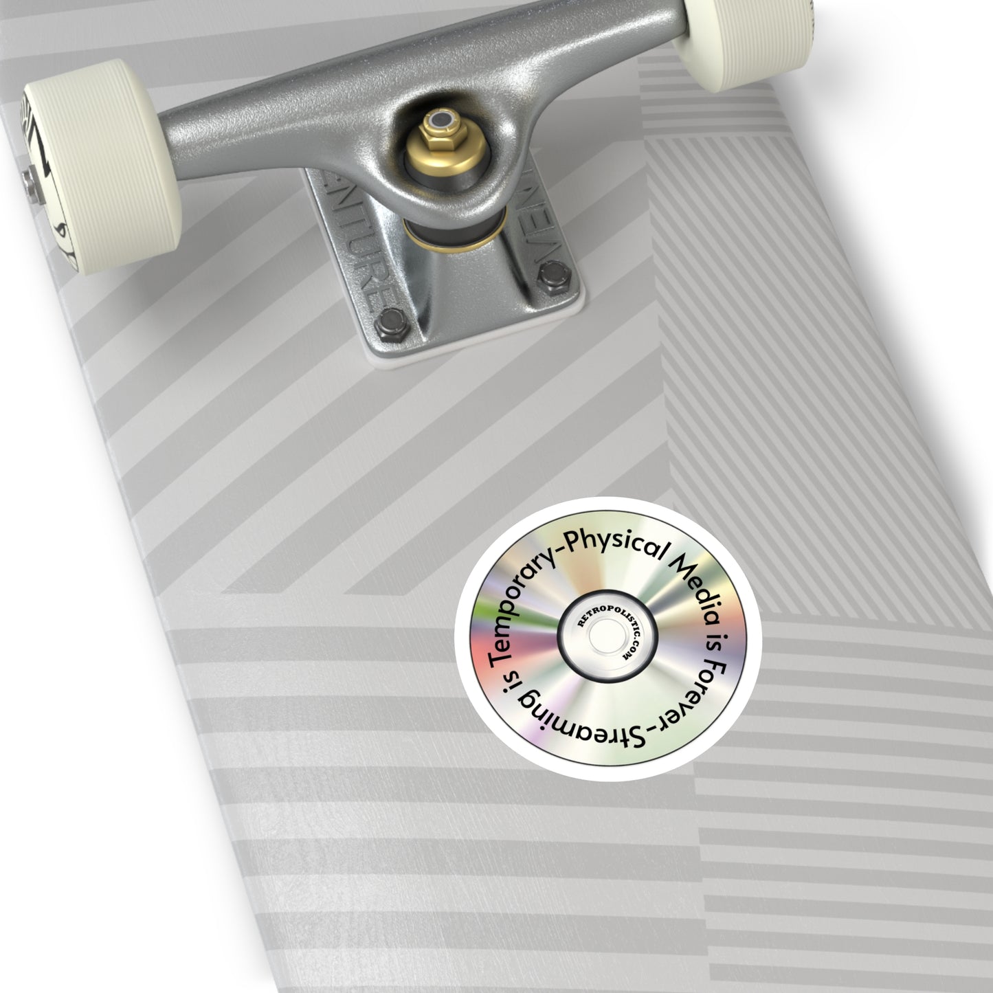 CD Holographic Round Sticker — “Streaming is Temporary — Physical Media is Forever”